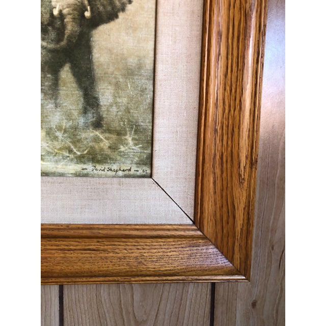 Green David Shepherd “Elephants at Amboseli” Gel Embellished Print 1962 Framed and Matted For Sale - Image 8 of 10