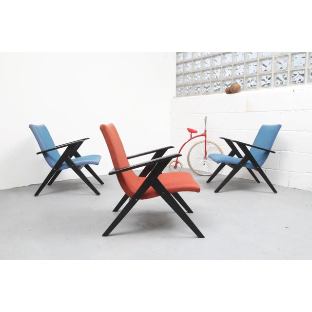 Mid-Century Armchair in Blue, 1950s For Sale - Image 4 of 8