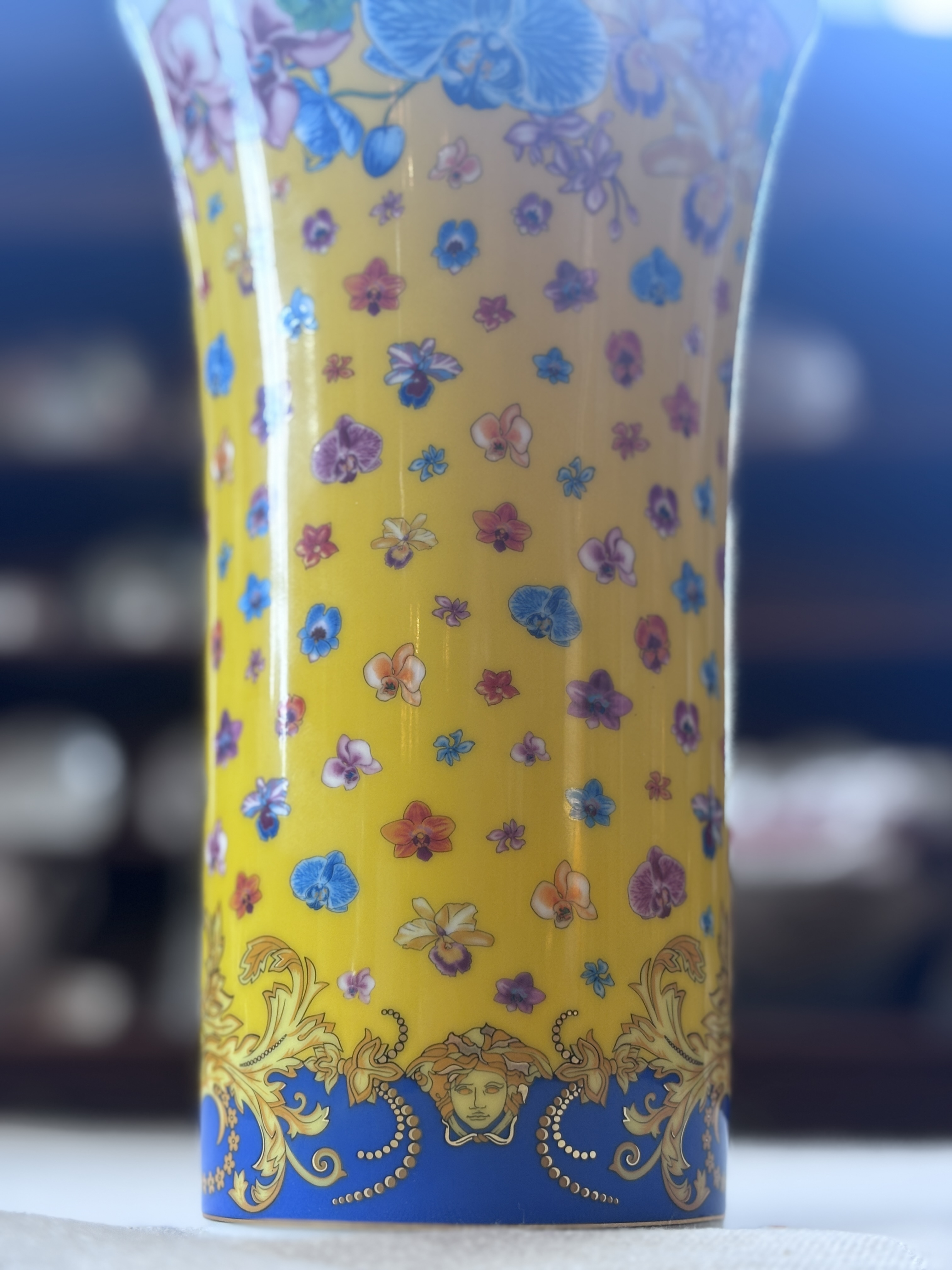Rosenthal Versace Primavera Porcelain Trumpet Vase | Chairish