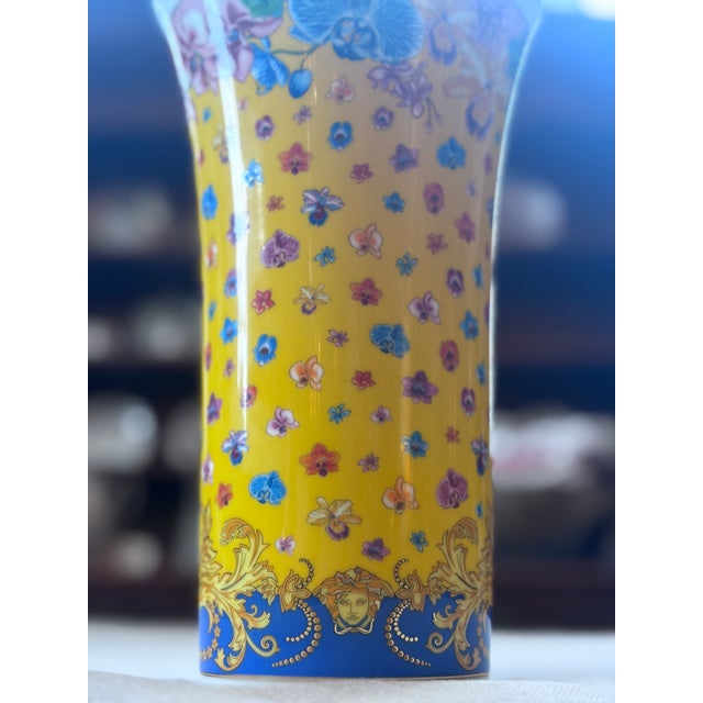 Yellow Rosenthal Versace Primavera Porcelain Trumpet Vase For Sale - Image 8 of 9