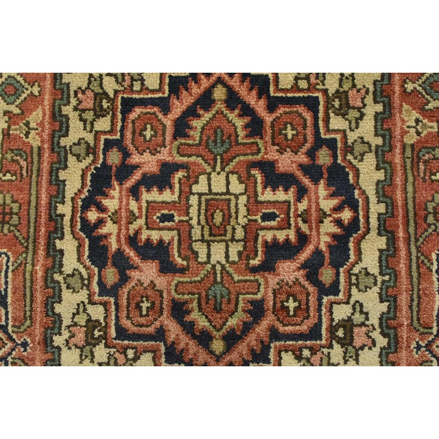 Ivory Heriz Runner 2’7” X 8’1” Ivory Wool Tribal Hand-Knotted Oriental Rug For Sale - Image 8 of 12