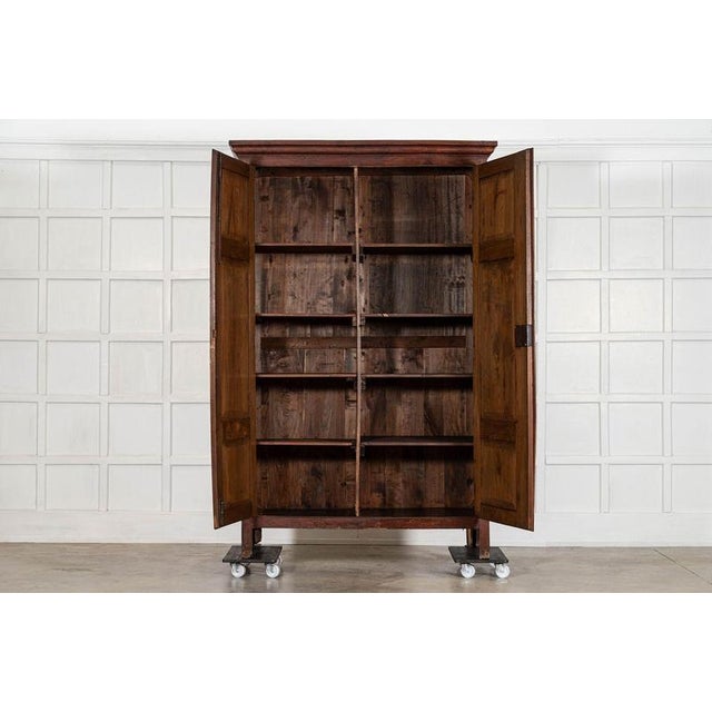 Circa 1890 large 19thc french monastery pine cabinet w147.5 x d60.5 x h228 cm rhs internal shelf depth 48 cm lhs internal...