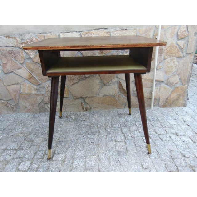 Brown Mid-Century Industrial German Beech Side Table For Sale - Image 8 of 8