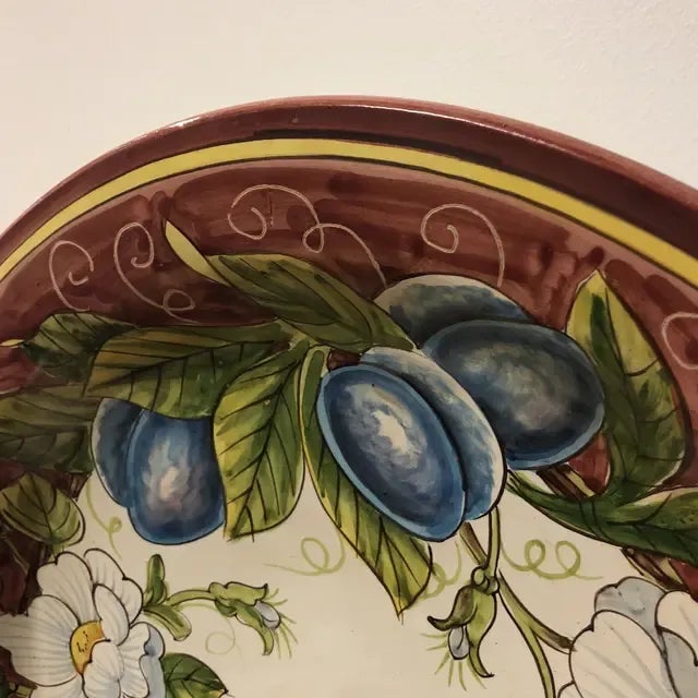 1990s Italian Hand Painted Ceramic Wall Plate For Sale - Image 4 of 8