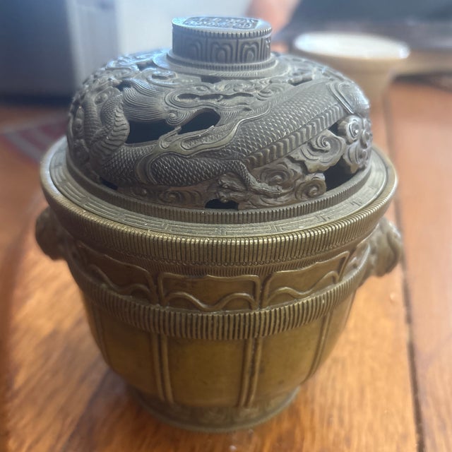 Chinese Antique Chinese Bronze Dragon Censor For Sale - Image 3 of 6