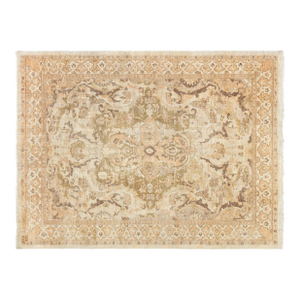 Antique Persian Sultanabad Beige and Brown Handwoven Wool Rug