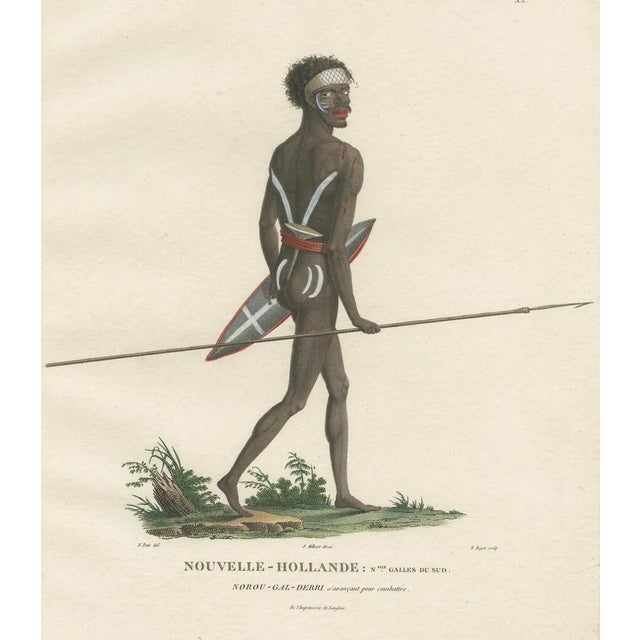 Peron, Illustration of an Indigenous Australian Man, 1810, Hand-Colored Print For Sale