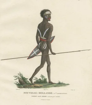 Peron, Illustration of an Indigenous Australian Man, 1810, Hand-Colored Print