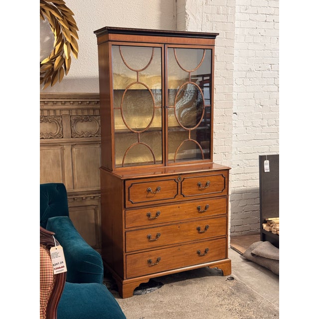 English Antique English Armoire Secretary Cabinet For Sale - Image 3 of 12