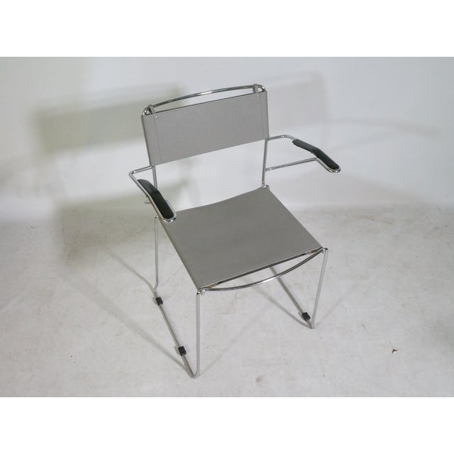 Mid-Century Stackable Chrome and Leather Chairs, Italy, 1970s, Set of 4 For Sale - Image 6 of 15
