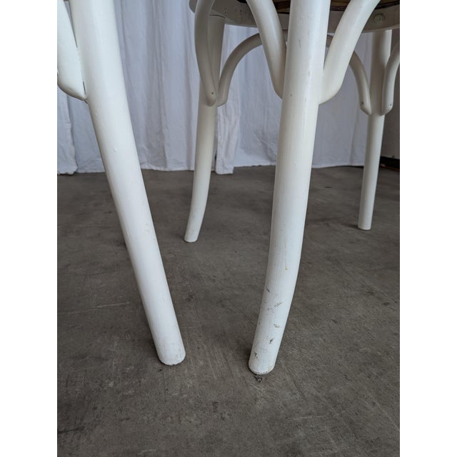 Vintage White Bentwood Dining Chairs with Blue Fabric Seats, 1970s, Set of 4 For Sale - Image 14 of 18