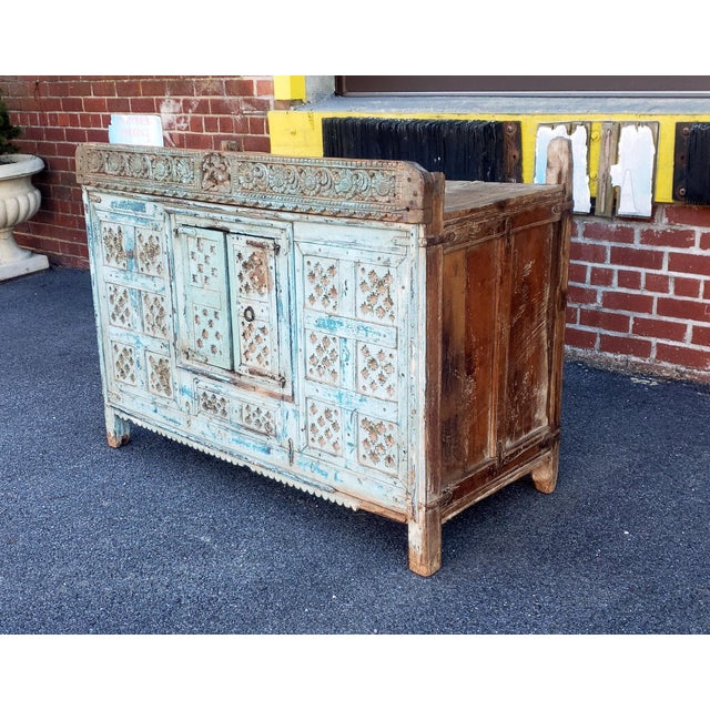 Antique Carved Painted Damchiya Indian Wedding Dowry Hope Chest