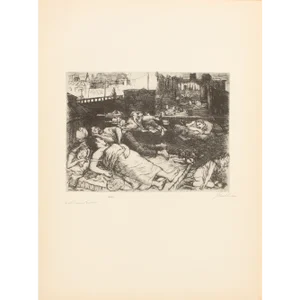 1939 After John Sloan "Roofs, Summer Night", First Edition Period Offset Lithograph