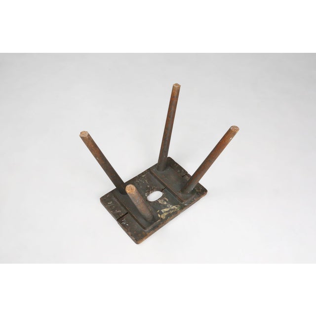 Industrial French Wooden Painters Stool, 1930s For Sale - Image 9 of 11