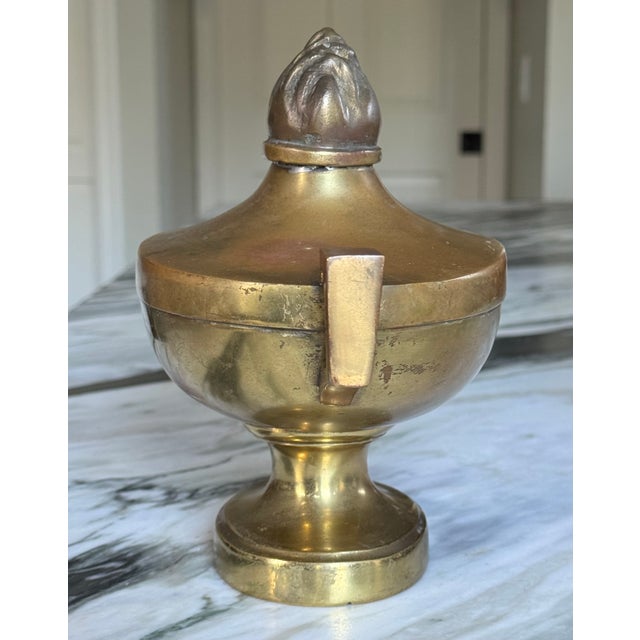 Brass Antique Brass Gas Lantern Motif Cassoulete / Finial For Sale - Image 8 of 10