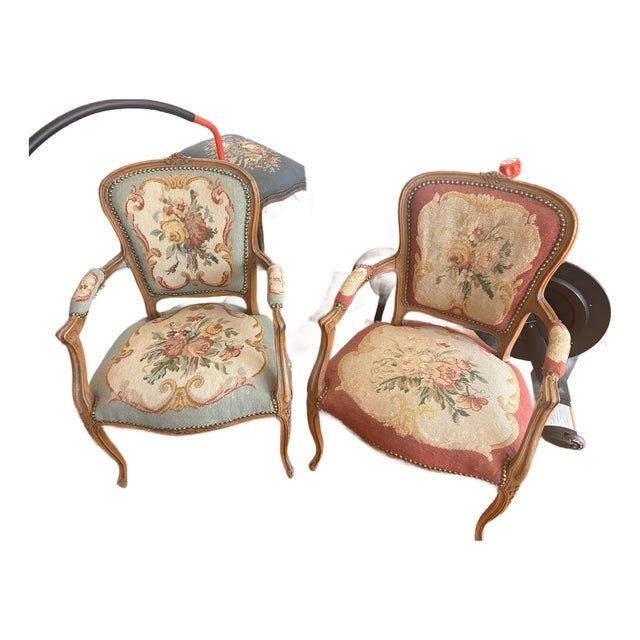 Antique French Needlepoint Chairs For Sale