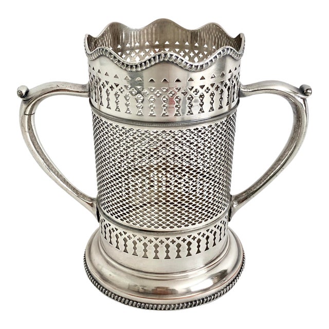 1950s English Silverplate Wine Holder For Sale