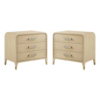 Pair of Hollywood Regency Nightstands - Light Finish For Sale