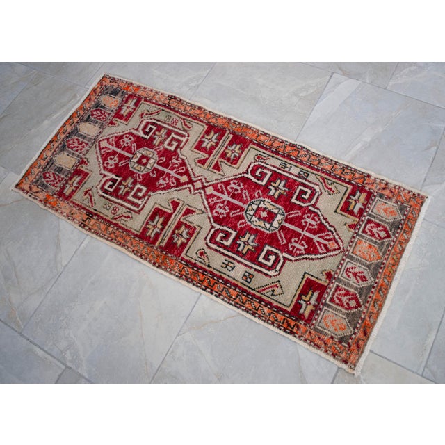 Hand Knotted Door Mat, Entryway Rug, Bath Mat, Kitchen Decor, Small Rug, Turkish Rug - 1'10" X 3'11" For Sale - Image 4 of 7