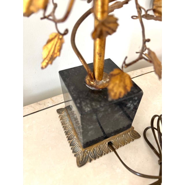 Mid 20th Century Gilt Leaf Boudoir Lamp With Marble Base, Newly Rewired For Sale - Image 14 of 16
