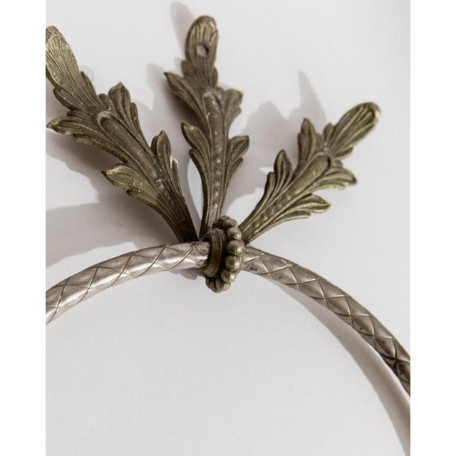 Wood Vintage Oak Leaf Relief Hand Towel Rings in Metal, 1930s, Set of 2 For Sale - Image 7 of 11