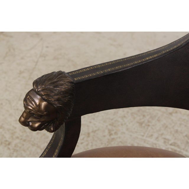 Set of 6 Maitland Smith Leather Lionhead Armchairs For Sale - Image 11 of 18