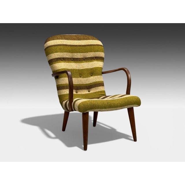 Mid-Century Modern Philip Arctander Style, Lounge Chair, Wool, Walnut, Denmark, 1940s For Sale - Image 3 of 11