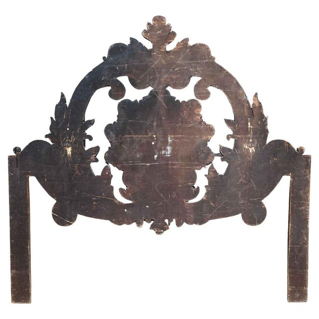 Painted Wooden Double Bed Headboard with Shell and Scrolls, 1950s For Sale - Image 6 of 11