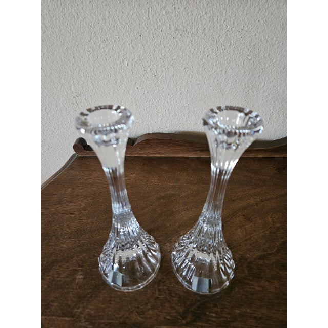 Modern Pair of Late 20th Century Mikasa Crystal Park Lane Candle Holders For Sale - Image 3 of 10