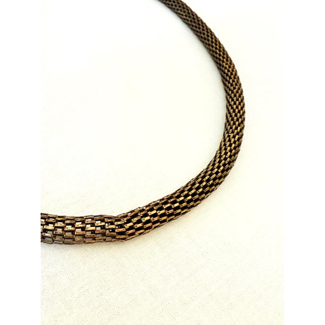 Diane von Furstenberg Vintage 1980s Mesh Collar Necklace, Antique Bronze-Tone For Sale - Image 4 of 11