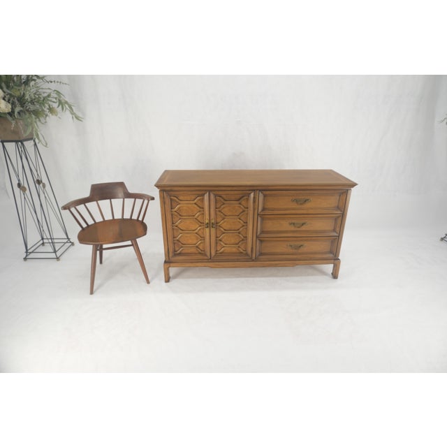 Shelf Two Door Compartment 3 Drawer Light Walnut Compact Dresser Credenza For Sale - Image 6 of 12