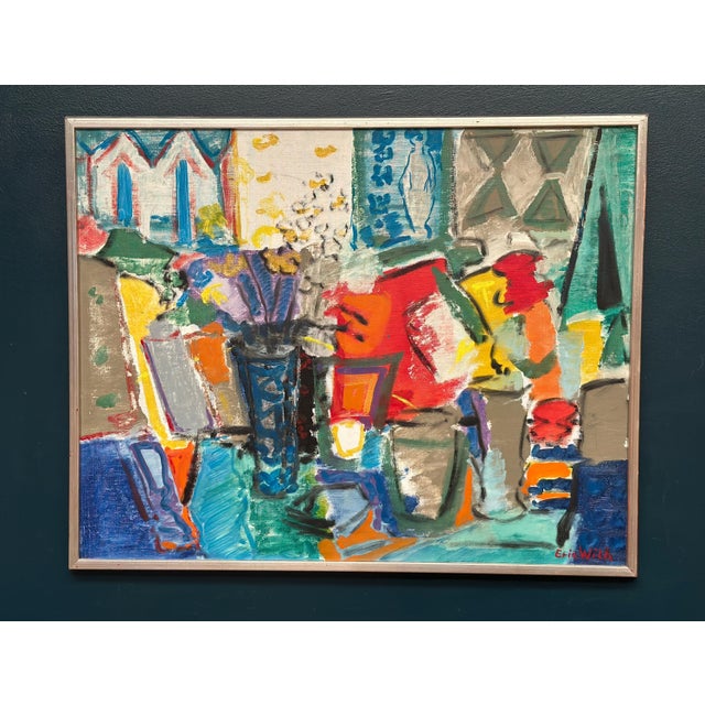 Eric With, Still Life with Flowers, 1950s, Oil Painting on Canvas, Framed For Sale - Image 8 of 17