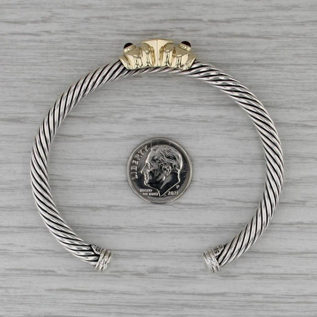2010s David Yurman Renaissance Cuff Bracelet Garnet Iolite Sterling Silver 14k Gold For Sale - Image 5 of 7