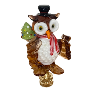 1970s Art Glass Owl Figurine Lamp Finial
