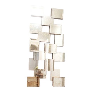 Neiman Marcus Large John-Richard Brutalist Beveled Block Mirror Sculpture - Circa 2005 For Sale