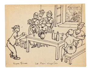Angelo Griscelli, Figures, 20th Century, Original Ink and Pencil on Paper