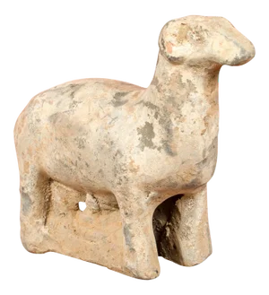 Small Chinese Han Dynasty Terracotta Sheep Mingqi, circa 202 BC-200 AD