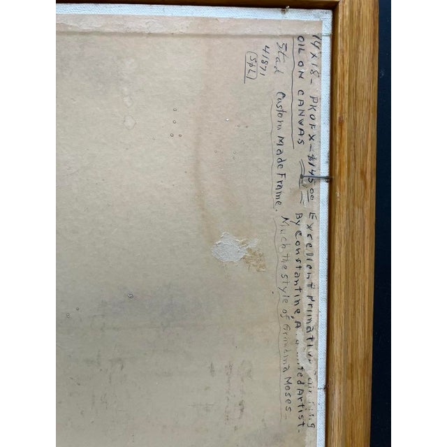 Paint Folk Art Winter Farm Scene by Constantine, 1971 – Snowy Americana Landscape For Sale - Image 7 of 9