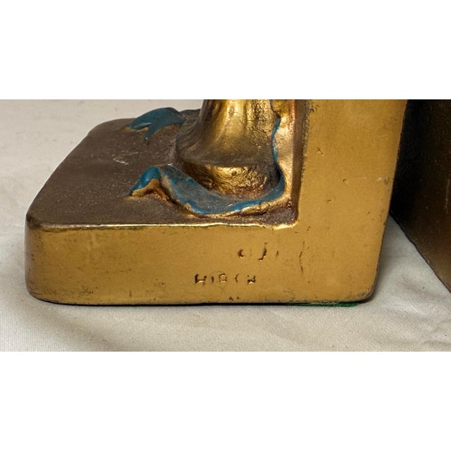 Large Pair Antique j.b. Hirsch Patinated Bronze Clad Fruit Baskets Bookends For Sale - Image 11 of 12