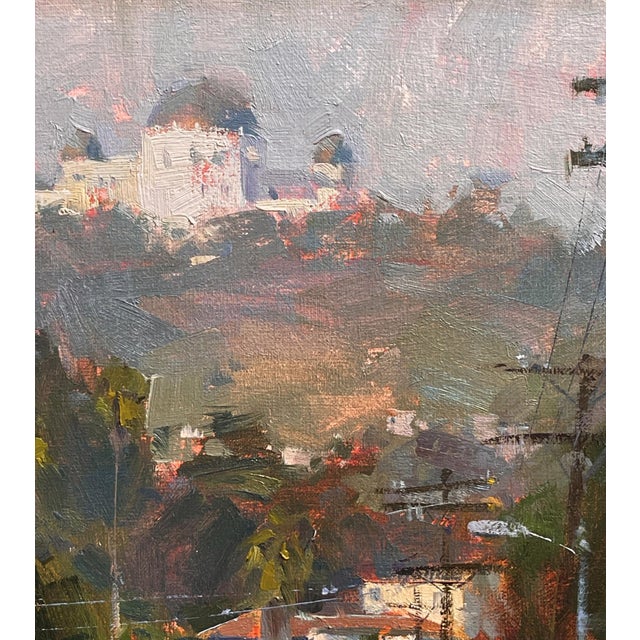 Observatory Overhaul by Jennifer McChristian | Oil Painting of a street view with an observatory in the background For Sale - Image 4 of 4