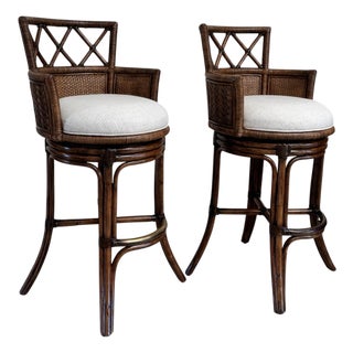 Lexington Tommy Bahama Bali Hai Kamala Bay Swivel Bar Stools, a Pair For Sale