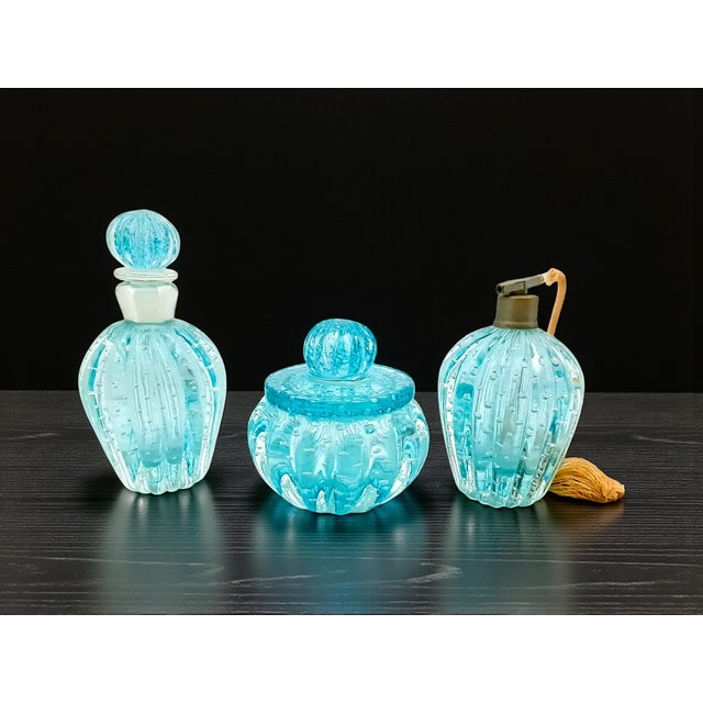 1970s Bullicante Murano Glass Toiletry Set from Barovier & Toso, 1970s, Set of 3 For Sale - Image 5 of 10