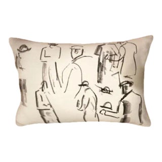 Two Rows of Gentlemen Linen Pillow For Sale