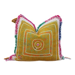 Pari Thar Silk Embroidered Antique Pillow For Sale