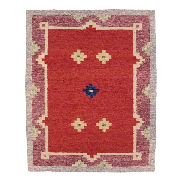 Galerie Shabab Collection Mid-20th Century Swedish Flatweave Kilim Room Size Rug For Sale