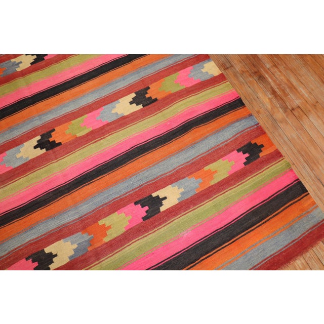 Textile Bright Vintage Kilim Wide Runner - 4'10" x 10'6" For Sale - Image 7 of 8