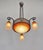 Art Deco 1920s French Art Deco Chandelier by Fournet & Schneider - Orange Mottled Glass, Wrought Iron For Sale - Image 3 of 12