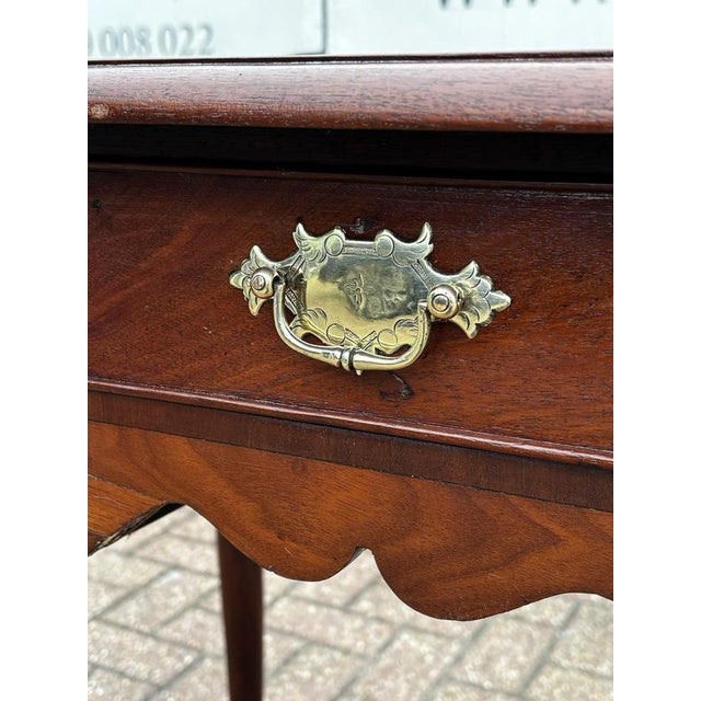 Georgian Walnut Lowboy with Brass Handles For Sale - Image 3 of 14