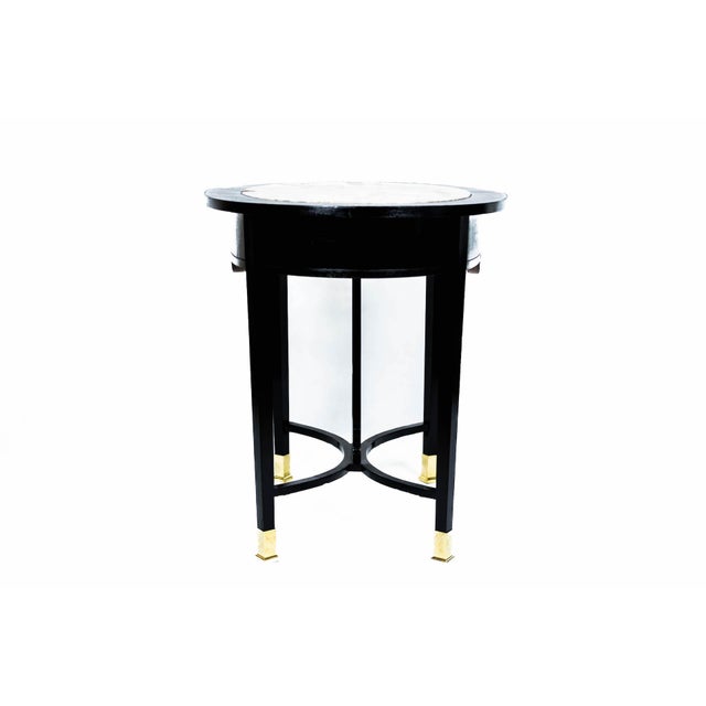 Art Nouveau Dining Table with Redish Marble Plate and Brass Feet, Vienna, 1910s For Sale - Image 6 of 18