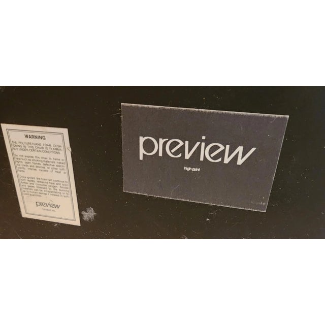 Attributed Vladimir Kagan bilboa sofa and matching swivel chair set. Purchased late 80s/early 90s. Sofa is 39" H x 99"L ×...